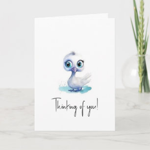 Cute Witte Eend Wenskaart Denk Aan Jou! Feestdagen Kaart