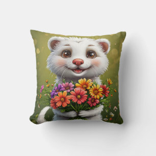 Cute Witte Fret Cartoon Huisdecoratie Kussen