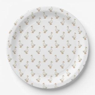 Cute Witte Gans Patroon Papieren Bordje