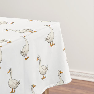 Cute Witte Gans Patroon Tafelkleed
