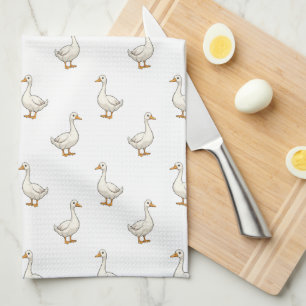 Cute Witte Gans Patroon Theedoek