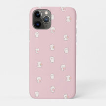 Cute Witte Kat Patroon – Kawaii Harten & Bloemen