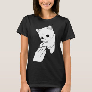Cute Witte Kat Speelt met Hand Dames T-Shirt