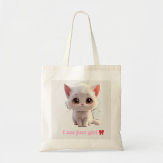 Cute Witte Kitten Tote Tas - Ik Ben Gewoon Meisje