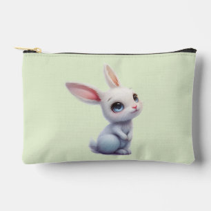 Cute Witte Konijn met Grote Blauwe Ogen op Mintgro Etui