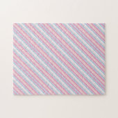 Cute witte roze strepen legpuzzel (Horizontaal)