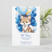 Cute Wolf Aquarelle Boy Baby shower Invitation (Debout devant)