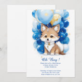 Cute Wolf Aquarelle Boy Baby shower Invitation (Devant / Derrière)
