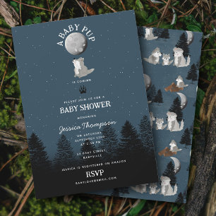 Cute Wolf Baby Pup en Moeder Woodland Baby Shower Kaart