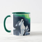 Cute Wolf en Pup Howl bij Full Moon Mok (Links)