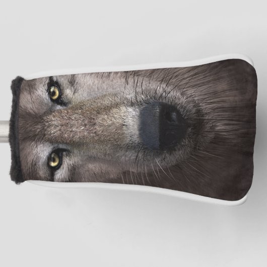 Cute Wolf Face Golf Head Hoesje voor Mannen vrouwe Golfheadcover (Voorkant)
