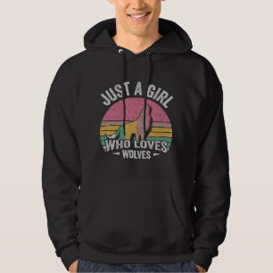 Cute Wolf Girl Lover Retro, een meisje dat van W h Hoodie