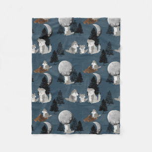 Cute Wolf Pack Bosnacht Fleece Deken
