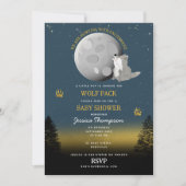 Cute Wolf Pack Woodland Moon Howling Baby Shower Kaart (Voorkant)