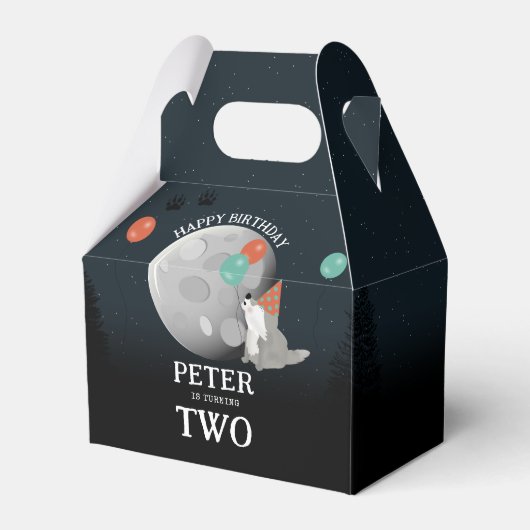 Cute Wolf Pack Woodland Moon Howling Birthday Bedankdoosjes (Voorkant Zijde)