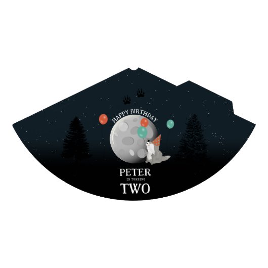 Cute Wolf Pack Woodland Moon Howling Birthday Feesthoedjes (Voorkant)