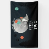 Cute Wolf Pack Woodland Moon Howling Birthday Spandoek (Verticaal)