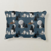 Cute Wolf Pack Woodland Night Baby Nursery Accent Kussen (Achterkant)