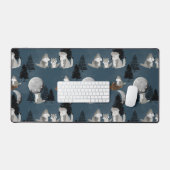Cute Wolf Pack Woodland Night Sky Moon Bureaumat (Keyboard & Muis)