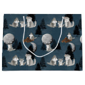 Cute Wolf Pack Woodland Night Sky Moon Groot Cadeauzakje (Voorkant)