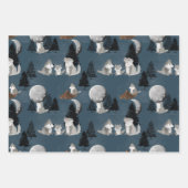 Cute Wolf Pack Woodland Night Sky Moon Inpakpapier Vel (Voorkant)