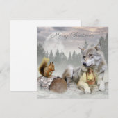 Cute Wolf Squirrel Winter Snow Forest kerst Feestdagenkaart (Voorkant / Achterkant)