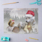 Cute Wolf Squirrel Winter Snow Forest kerst Tissuepapier (Craft)