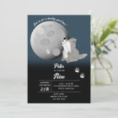 Cute Wolf Woodland Moon Howling Kids Birthday Kaart (Staand voorkant)