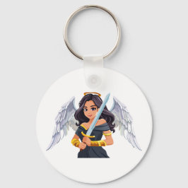 Cute woman Angel's with open wings and sword Sleutelhanger
