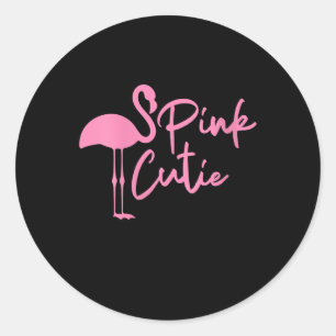 Cute Womens Pink Flamingo   Roze klauw   Flamingo Ronde Sticker