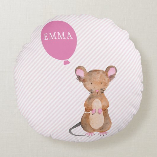 Cute Wood Mouse Gepersonaliseerd Kinder Sierkussen Rond Kussen (Voorkant)