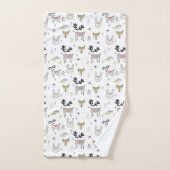 Cute Woodland Animal Doodle Pattern Bad Handdoek (Handdoek)