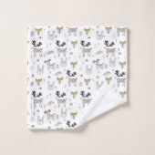 Cute Woodland Animal Doodle Pattern Bad Handdoek (Wasdoekje)