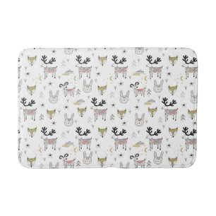 Cute Woodland Animal Doodle Pattern Badmat