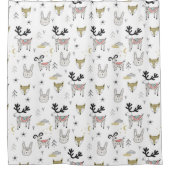 Cute Woodland Animal Doodle Pattern Douchegordijn (Voorkant)
