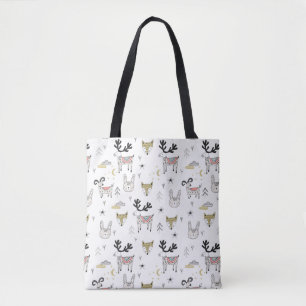 Cute Woodland Animal Doodle Pattern Draagtas
