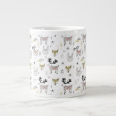 Cute Woodland Animal Doodle Pattern Extra Grote Beker (Voorkant)