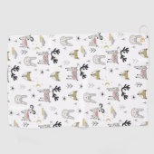 Cute Woodland Animal Doodle Pattern Golfhanddoek (Horizontaal)