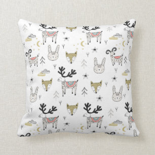 Cute Woodland Animal Doodle Pattern Kussen