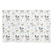 Cute Woodland Animal Doodle Pattern Kussensloop (Voorkant-Links)