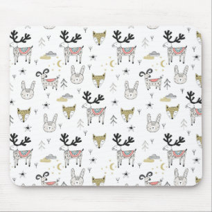 Cute Woodland Animal Doodle Pattern Muismat