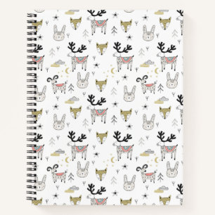 Cute Woodland Animal Doodle Pattern Notitieboek