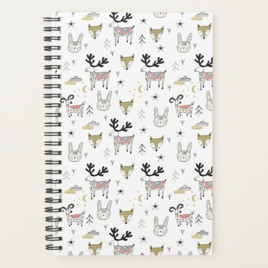 Cute Woodland Animal Doodle Pattern Planner (Voorkant)