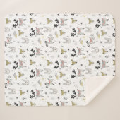 Cute Woodland Animal Doodle Pattern Sherpa Deken (Voorkant (horizontaal))