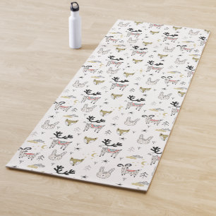 Cute Woodland Animal Doodle Pattern Yogamat
