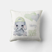 Cute Woodland Animal Elephant Name Nursery Kussen (Achterkant)