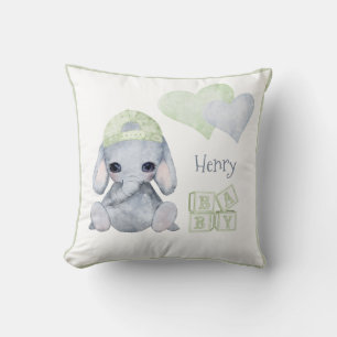 Cute Woodland Animal Elephant Name Nursery Kussen