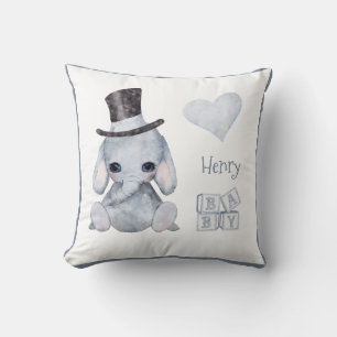 Cute Woodland Animal Elephant Name Nursery Throw P Kussen