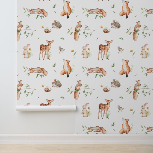 Cute Woodland Animal Friends Pattern Behang (Applicatie)