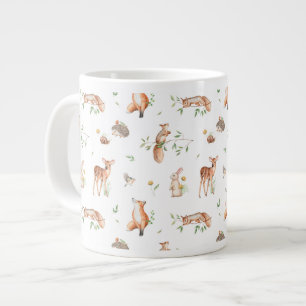 Cute Woodland Animal Friends Pattern Extra Grote Beker